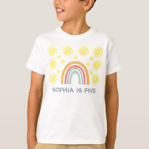 Whimsischer Boho-Regenbogen und Sonne 5. Geburtsta