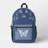 Whimsischer Butterfly-Rucksack Blau & Weißer Rucks Bedruckter Rucksack (Vorderseite)