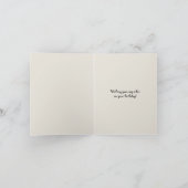 Whimsischer Cartoon Cat Cosy Winter Geburtstag Karte (Innenseite)