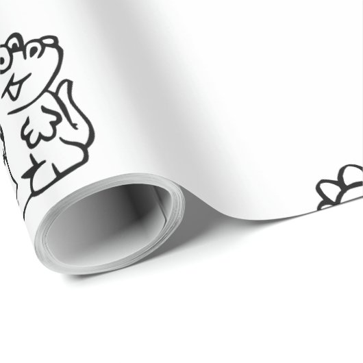 Whimsischer Cartoon Dinos auf Clean White Geschenkpapier (Rolleneckpunkt)