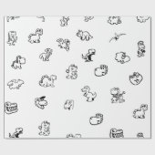 Whimsischer Cartoon Dinos auf Clean White Geschenkpapier (Flach)