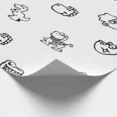 Whimsischer Cartoon Dinos auf Clean White Geschenkpapier (Ecke)