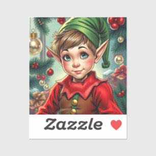 Whimsischer Cartoon-Elf Weihnachten Aufkleber