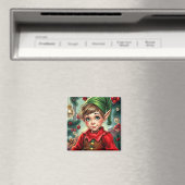Whimsischer Cartoon-Elf | Weihnachten Magnet (In Situ (Geschirrspüler))