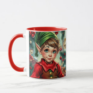 Whimsischer Cartoon-Elf Weihnachten Personalisie Tasse