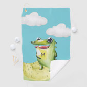 Whimsischer Cartoon Gator mit Monogramm Golfhandtuch (Insitu)