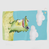 Whimsischer Cartoon Gator mit Monogramm Golfhandtuch (Horizontal)