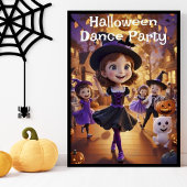 Whimsischer Cartoon Halloween Dance Party AI Gener Poster
