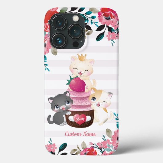 Whimsischer Cartoon Katzen Erdbeere Cupcake Case-Mate iPhone Hülle (Rückseite)