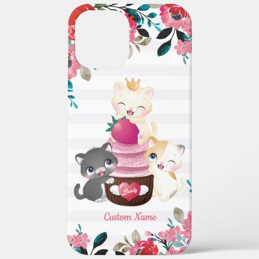 Whimsischer Cartoon Katzen Erdbeere Cupcake Case-Mate iPhone Hülle (Rückseite)
