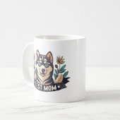 Whimsischer Cartoon Sibirische Husky Hund Mama Kaffeetasse (Vorderseite Links)