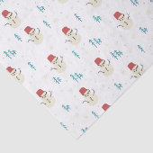 Whimsischer Cartoon Snowmen im Weißen Winter Seidenpapier (Ausschnitt)