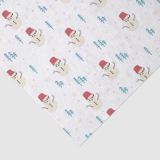 Whimsischer Cartoon Snowmen im Weißen Winter Seidenpapier (Ausschnitt)