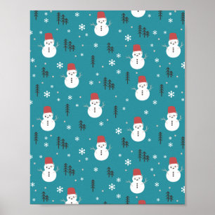Whimsischer Cartoon Snowmen im Winter Poster