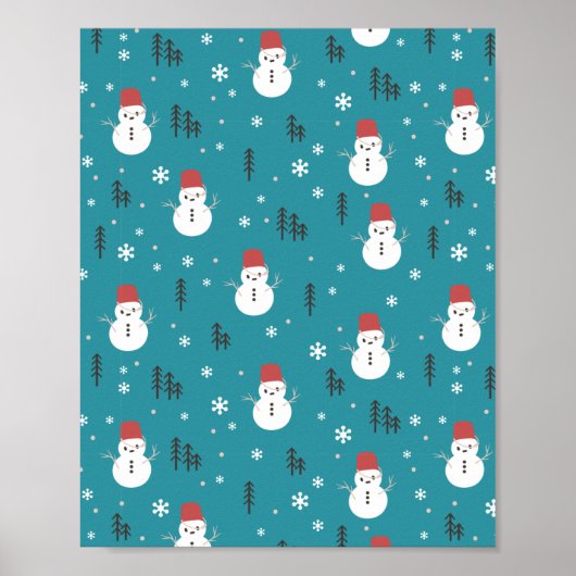 Whimsischer Cartoon Snowmen im Winter Poster (Vorne)