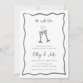 Whimsischer Champagne Doodle Probe Dinner Einladung (Vorderseite)