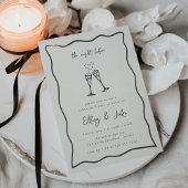 Whimsischer Champagne Doodle Probe Dinner Einladung