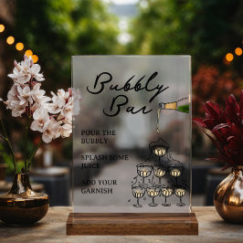 Whimsischer Champagner Prosecco Bubbly Bar Acrylschild
