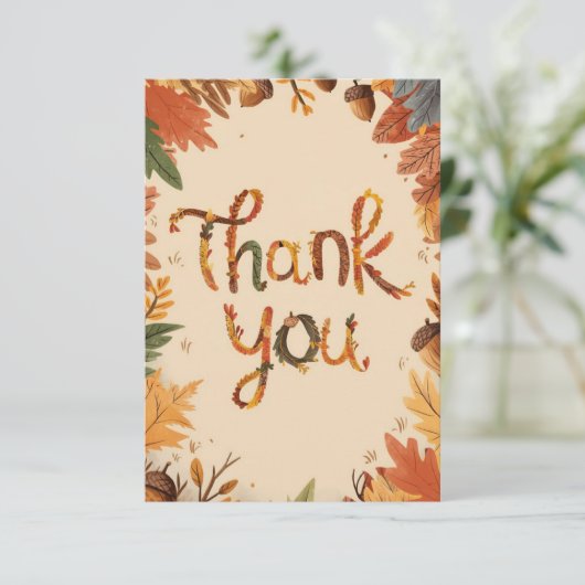Whimsischer Charming Herbst Dankeskarte (Stehend Vorderseite)