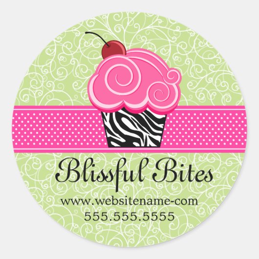 Whimsischer Cherry Cupcake Bäckerei Box Siegel Runder Aufkleber (Vorderseite)