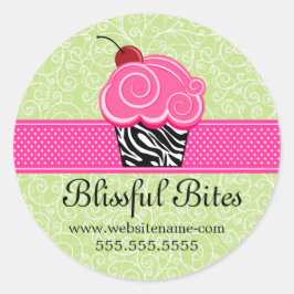 Whimsischer Cherry Cupcake Bäckerei Box Siegel Runder Aufkleber