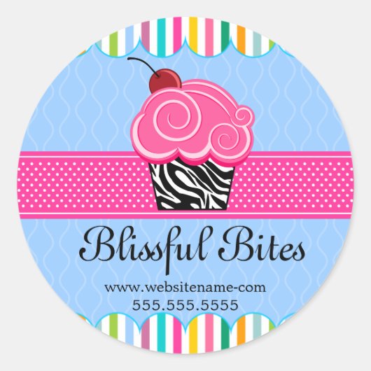 Whimsischer Cherry Cupcake Bäckerei Box Siegel Runder Aufkleber (Vorderseite)