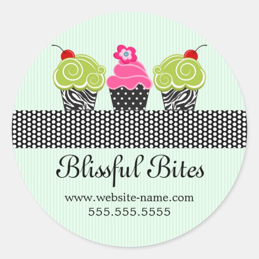 Whimsischer Cherry Cupcakes Bäckerei Box Siegel Runder Aufkleber (Vorderseite)