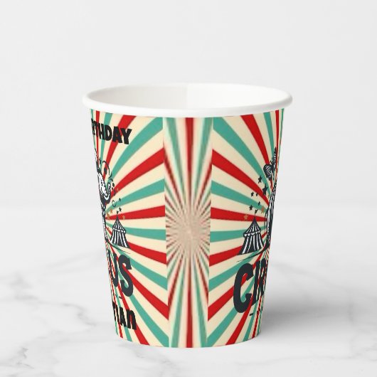Whimsischer Circus Sunburst Kindergeburtstag Party Pappbecher (Links)