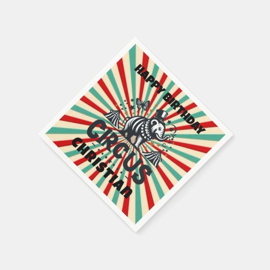 Whimsischer Circus Sunburst Kindergeburtstag Party Serviette (Ecke)