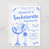 Whimsischer Cocktail Bachelorette Beach Party Einladung (Vorderseite)