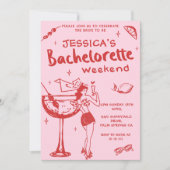 Whimsischer Cocktail Bachelorette Wochenende Party Einladung (Vorderseite)