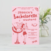Whimsischer Cocktail Bachelorette Wochenende Party Einladung (Stehend Vorderseite)