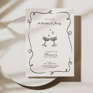 Whimsischer Cocktail Minimalistisch Geburtstagspar Einladung