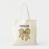 Whimsischer Coquette Orange Yellow Heart Bow Tragetasche (Vorne)