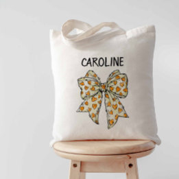 Whimsischer Coquette Orange Yellow Heart Bow Tragetasche