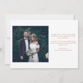 Whimsischer Dank| Hochzeit Foto Rose Gold Script Dankeskarte (Rückseite)