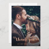 Whimsischer Dank| Hochzeit Foto Rose Gold Script Dankeskarte (Vorne/Hinten)