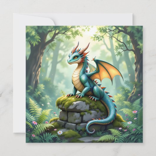 Whimsischer Drache auf antikem Stein (Vorderseite)