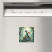 Whimsischer Drache auf antikem Stein Magnet (In Situ (Geschirrspüler))