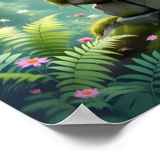 Whimsischer Drache auf antikem Stein Poster (Ecke)