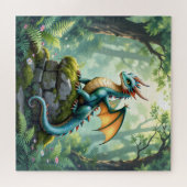 Whimsischer Drache auf antikem Stein Puzzle (Horizontal)