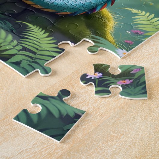 Whimsischer Drache auf antikem Stein Puzzle (Seite)