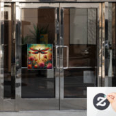 Whimsischer Drachenfliege Abstrakte Kunst Aquamari Fensteraufkleber (Büro Tür)