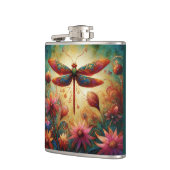 Whimsischer Drachenfliege Abstrakte Kunst Aquamari Flachmann (Links)