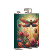 Whimsischer Drachenfliege Abstrakte Kunst Aquamari Flachmann (Rechts)