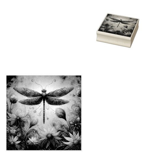 Whimsischer Drachenfliege Abstrakte Kunst Aquamari Gummistempel (Stempel)
