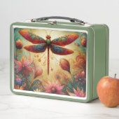 Whimsischer Drachenfliege Abstrakte Kunst Aquamari Metall Brotdose (Beispiel)