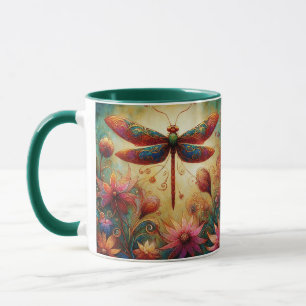 Whimsischer Drachenfliege Abstrakte Kunst Aquamari Tasse
