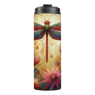Whimsischer Drachenfliege Abstrakte Kunst Aquamari Thermosbecher
