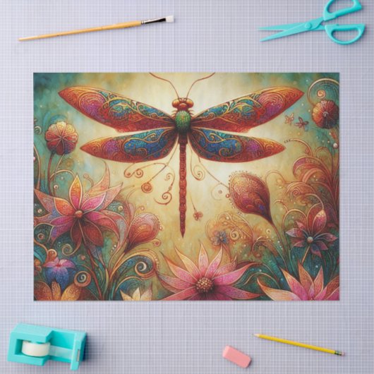Whimsischer Dragonfly Abstrakte Decoupage Seidenpapier (Basteln)